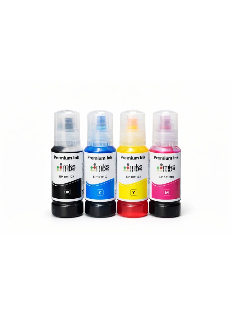 أم كيه إس حبر طابعة  103 اسود , اصفر , ازرق , ارجواني (4x100ml)  متوافق مع طابعات ابسون ايكو تانك - Image 1